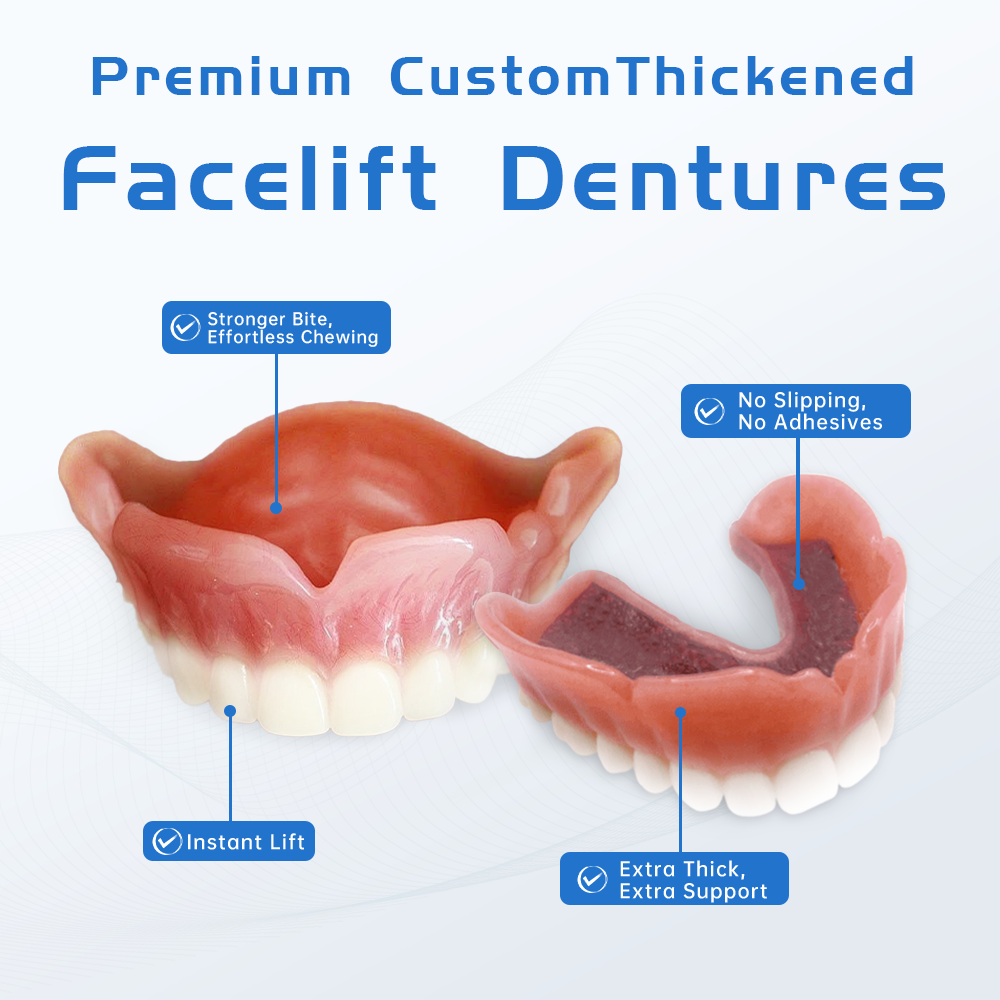 Premium Custom Thickened FaceLift Dentures Set (FDA Registered & ADA Recognized)